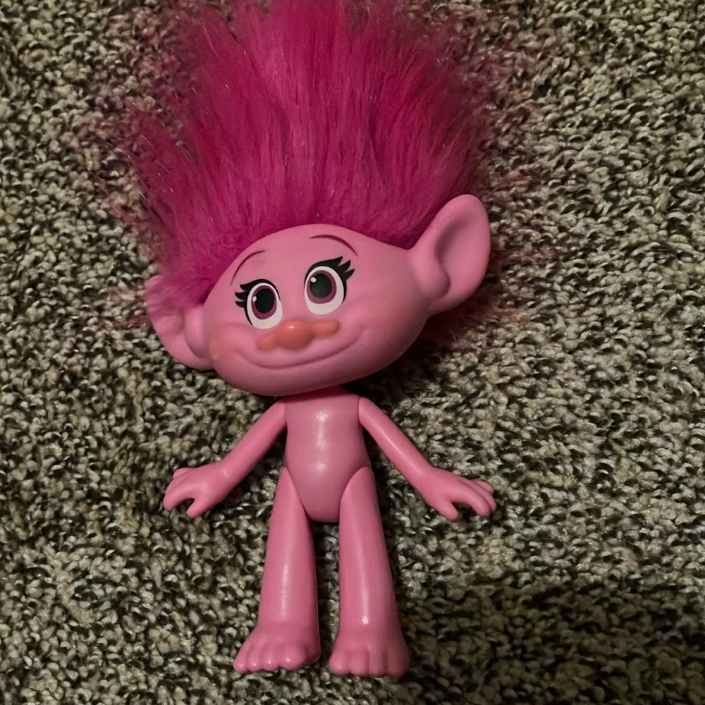 Pink Troll Doll with Bright Hair